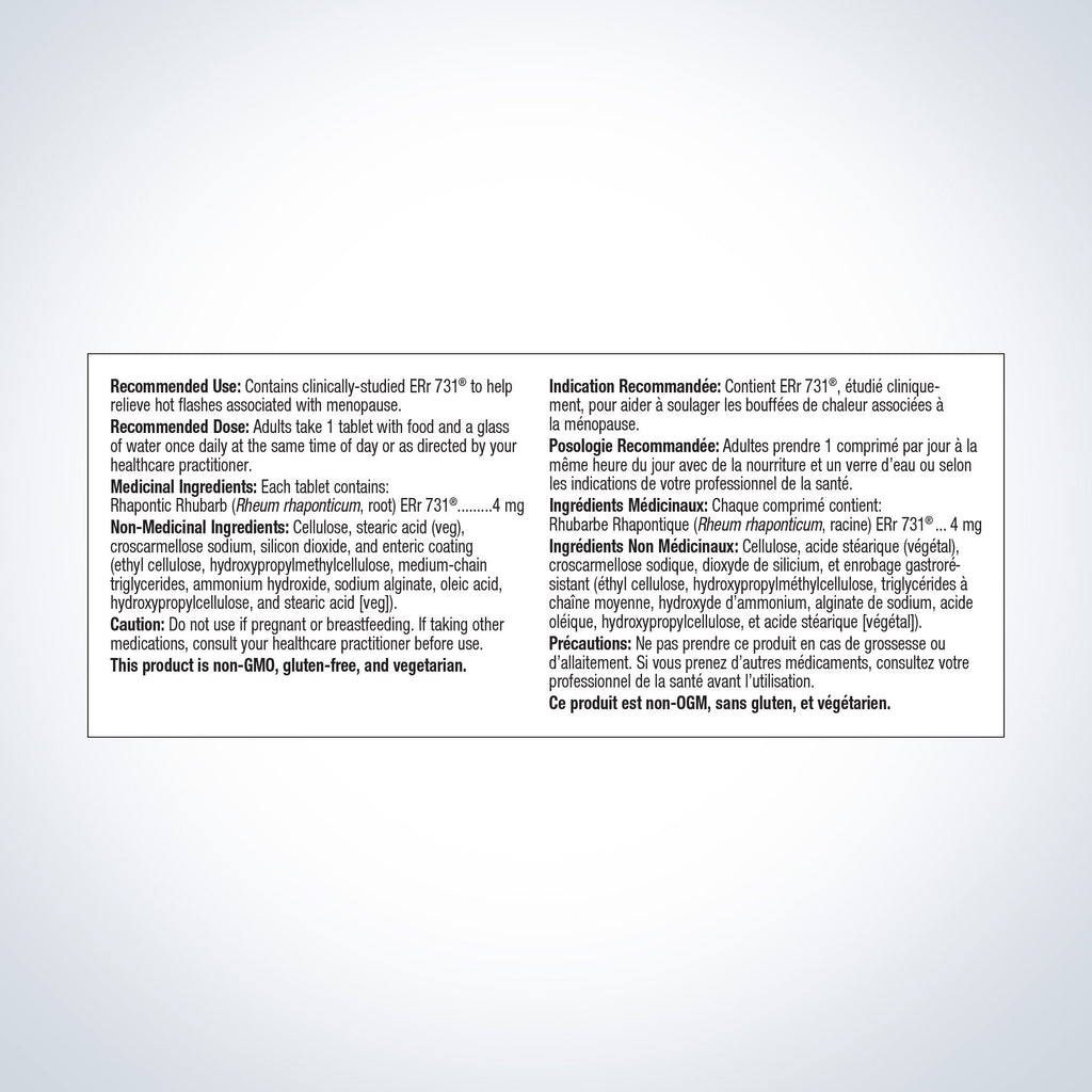 Product label with text on a white background