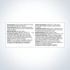 Product label with text on a white background