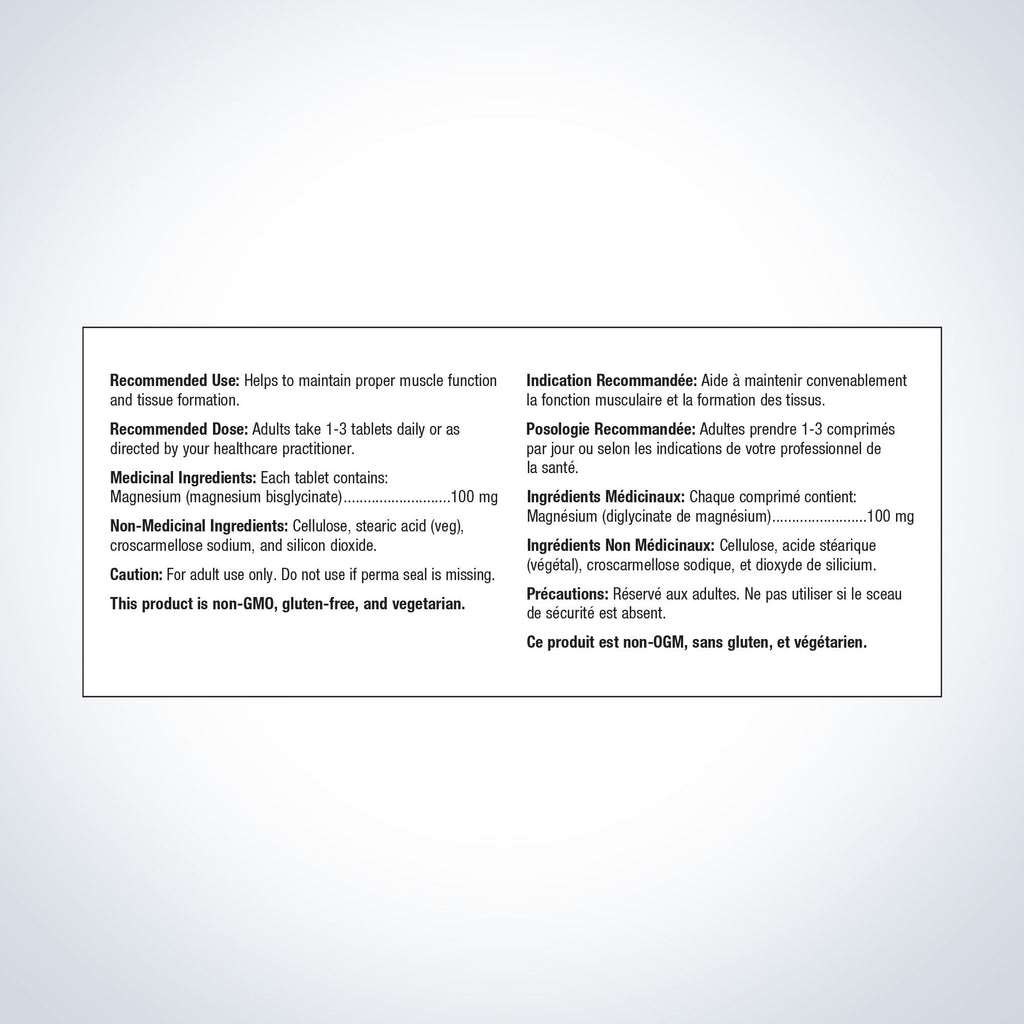 Product label with text on a white background