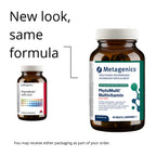 Two Metagenics PhytoMulti Multivitamin bottles with text indicating 'New look, same formula'.