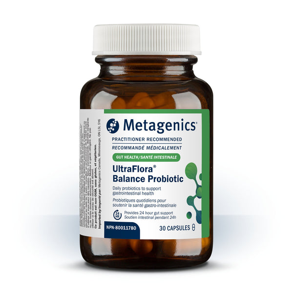 Metagenics UltraFlora Balance Probiotic bottle on a white background