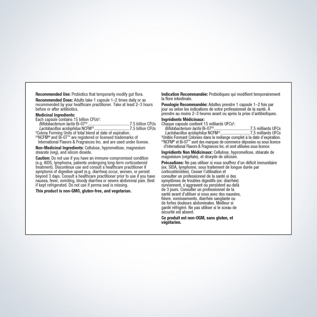 Product label with text on a white background