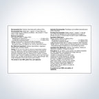 Product label with text on a white background