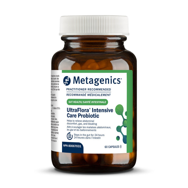 Metagenics UltraFlora Intensive Care Probiotic bottle on a white background