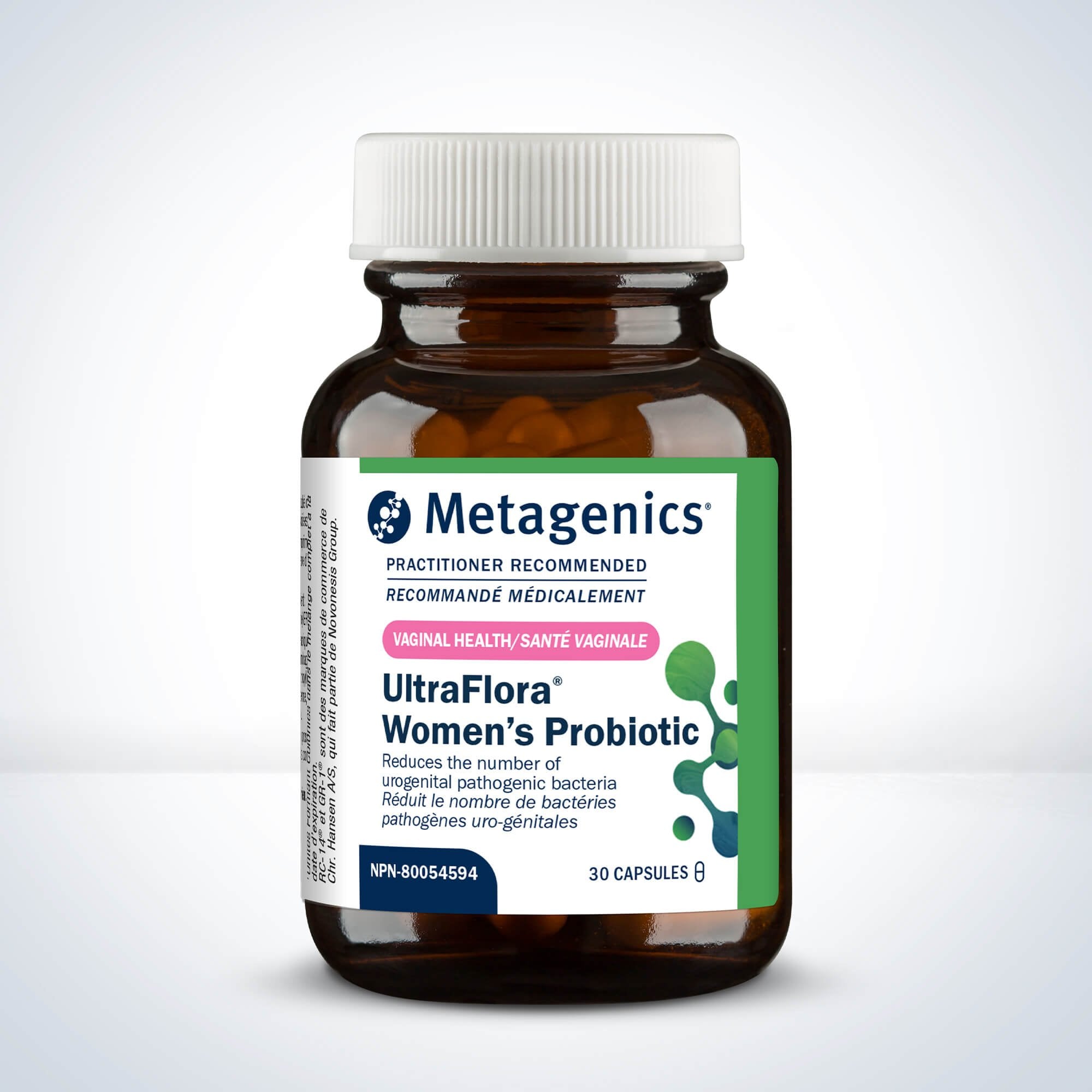 Metagenics UltraFlora Women's Probiotic bottle on a white background