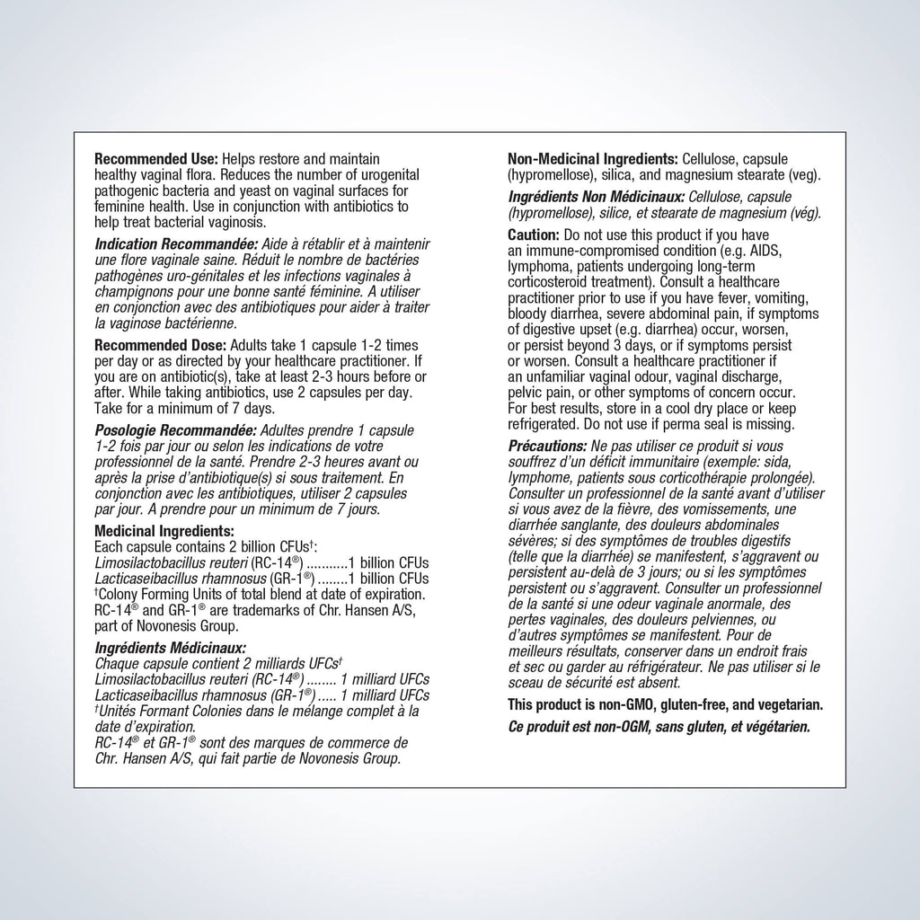 Product label with text on a white background