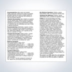 Product label with text on a white background