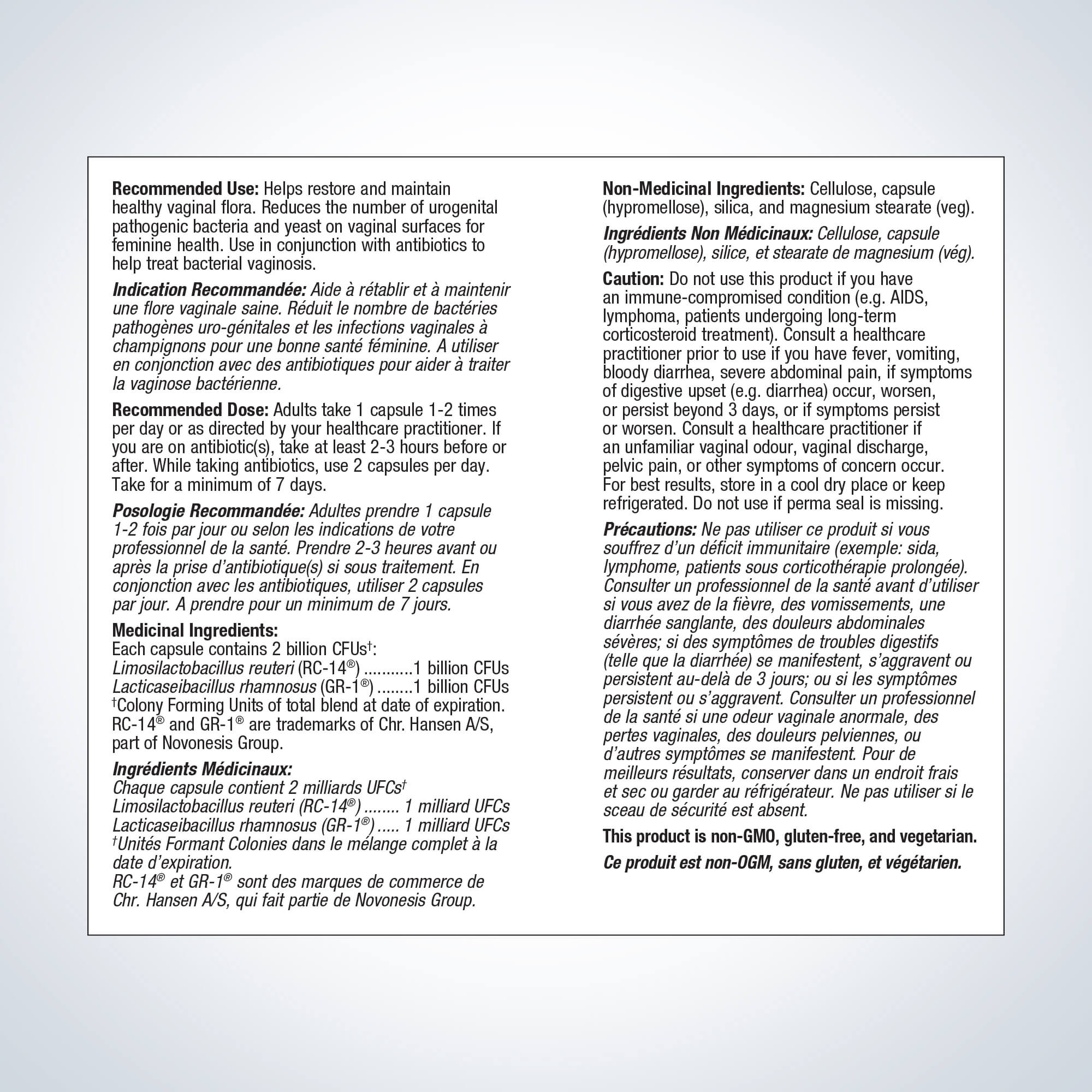 Product label with text on a white background