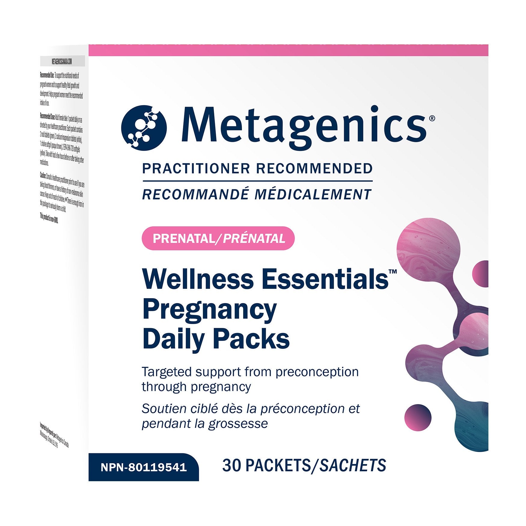Metagenics Wellness Essentials Pregnancy Daily Packs packaging on a white background