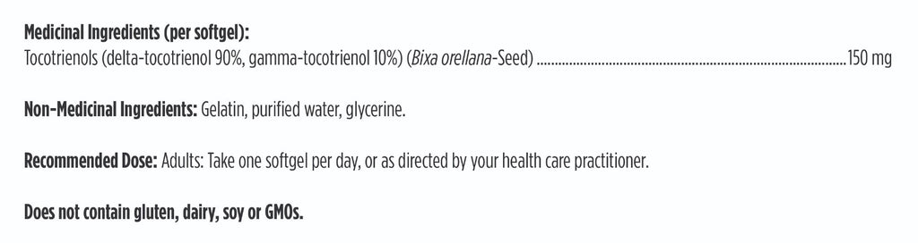 Product label with medicinal and non-medicinal ingredients, recommended dose, and allergen information.