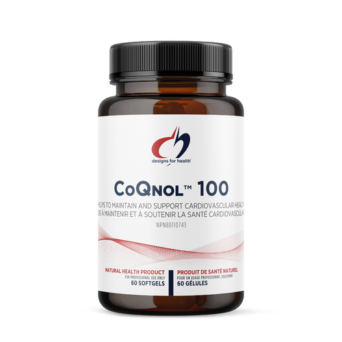 CoQNOL 100 supplement bottle with label on a white background