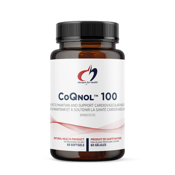 CoQNOL 100 supplement bottle with label on a white background