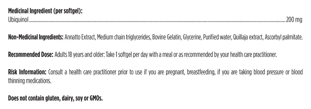 Medication label with ingredient list, recommended dose, and risk information.
