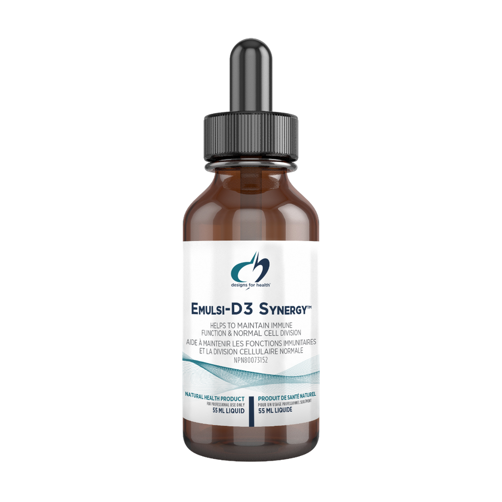 Bottle of Emuls-D3 Synergy on a white background
