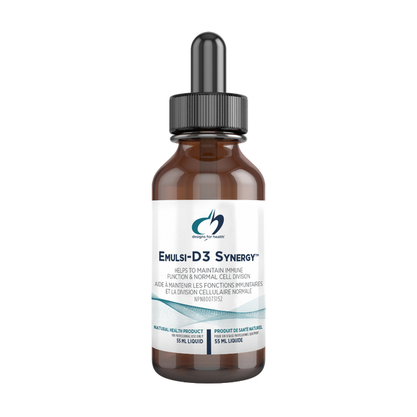 Bottle of Emuls-D3 Synergy on a white background