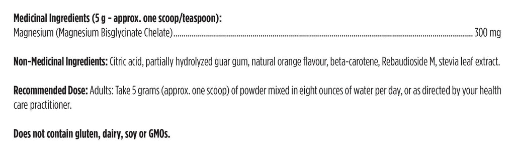 Product label with medicinal and non-medicinal ingredients, recommended dose, and allergen information.