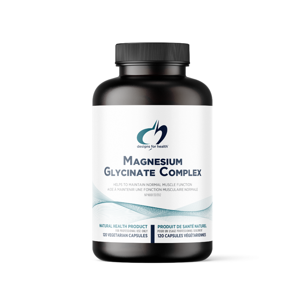 Bottle of Magnesium Glycinate Complex on a white background