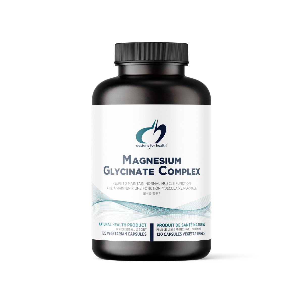 Bottle of Magnesium Glycinate Complex on a white background