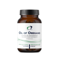 Bottle of Oil of Oregano with a white label on a white background
