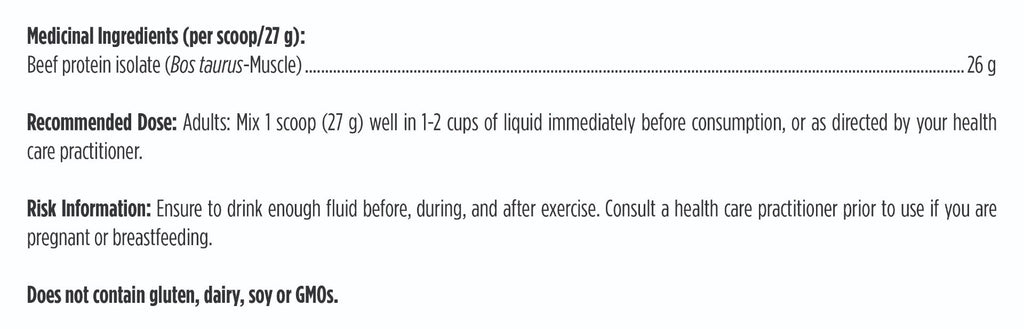 Text displaying medicinal ingredients and dosing information on a white background