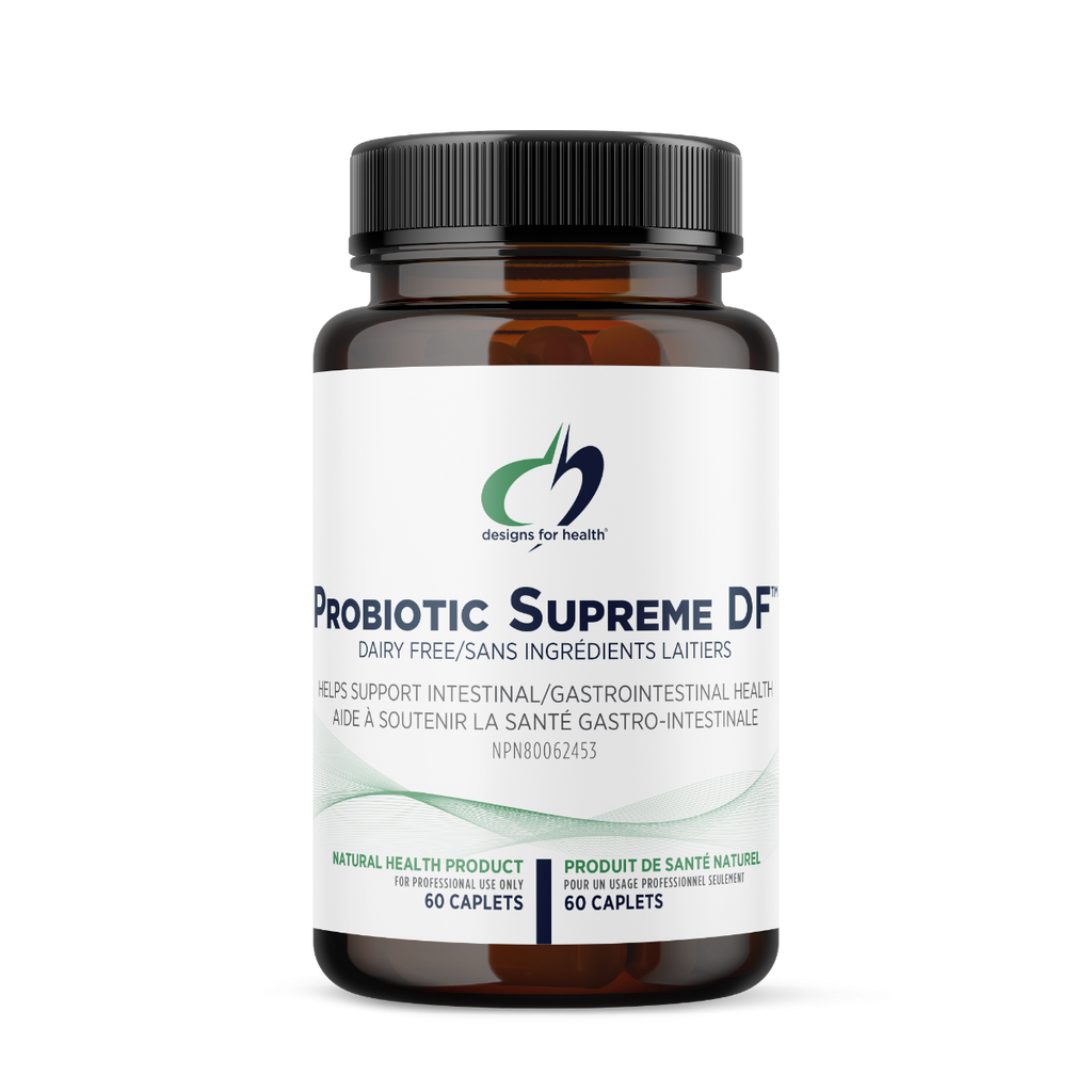 Probiotic supplement bottle labeled 'Probiotic Supreme DF' on a white background