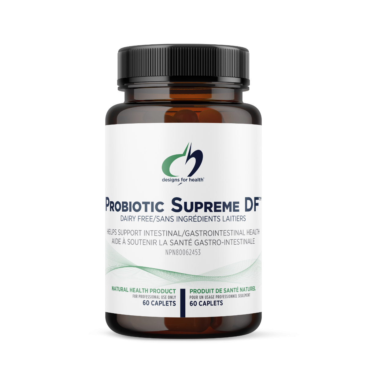 Probiotic supplement bottle labeled 'Probiotic Supreme DF' on a white background