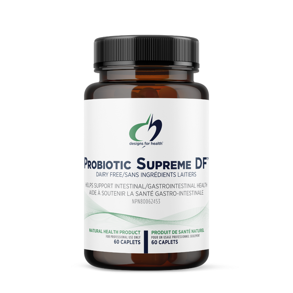 Probiotic supplement bottle labeled 'Probiotic Supreme DF' on a white background