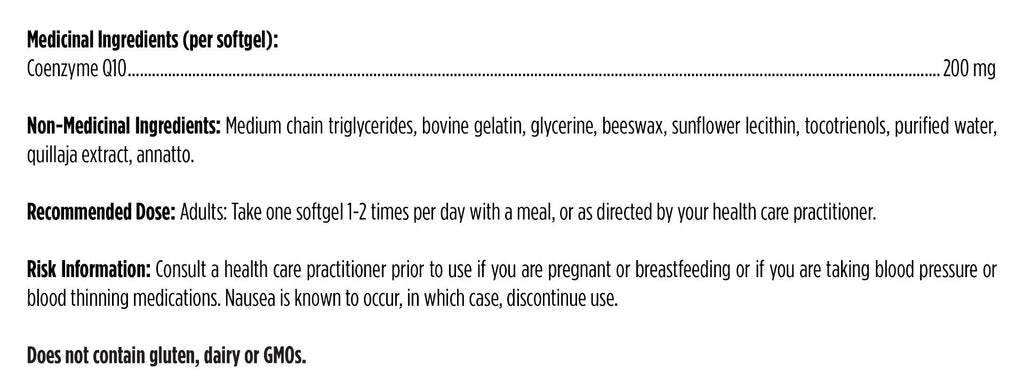 Medicinal ingredients list and recommended dose information on a product label.