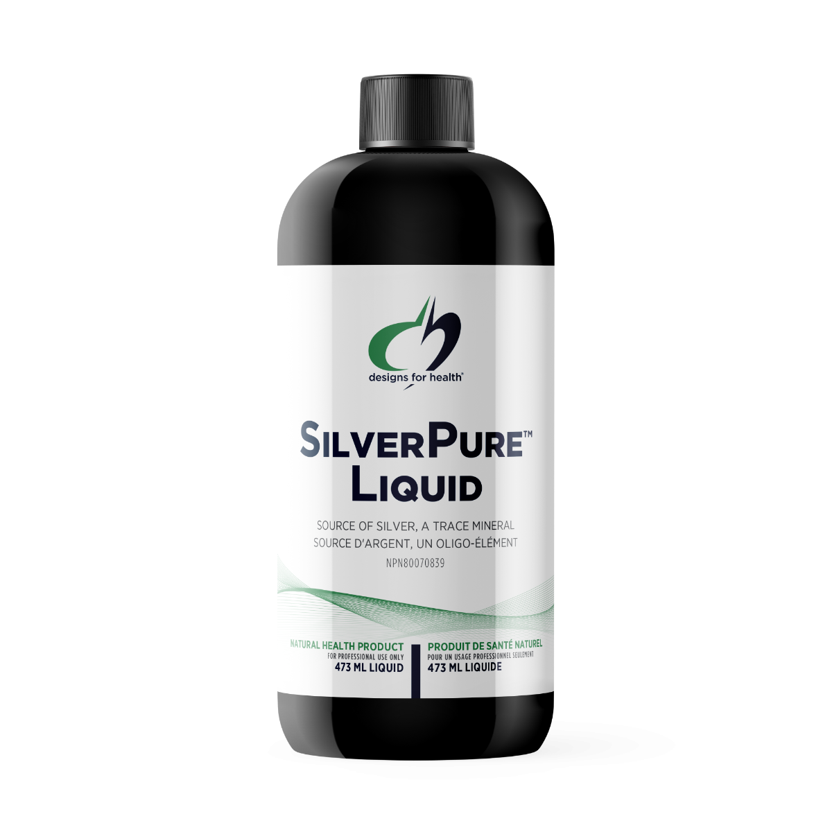 Bottle of SilverPure Liquid on a white background
