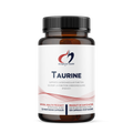 Bottle of Taurine supplement with Designs for Health logo on a white background