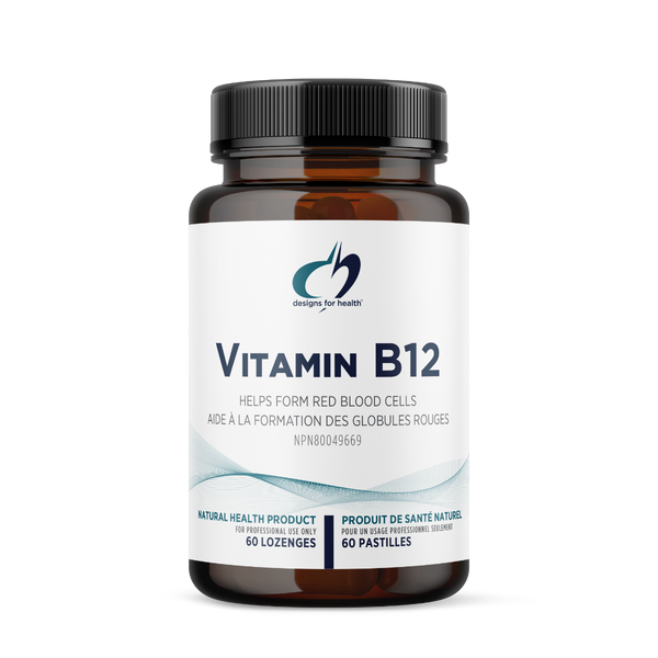 Vitamin B12 supplement bottle with label on a white background