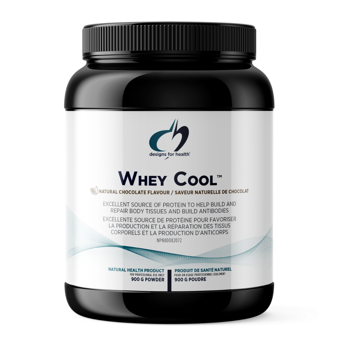 Whey protein powder container labeled 'Whey Cool' on a white background