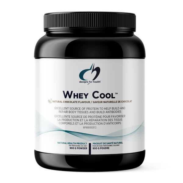 Whey protein powder container labeled 'Whey Cool' on a white background